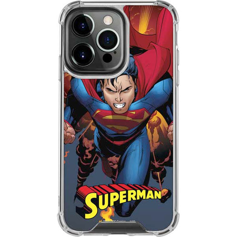 DC Comics Superman Action Flying Pose iPhone 14 Pro Clear Case